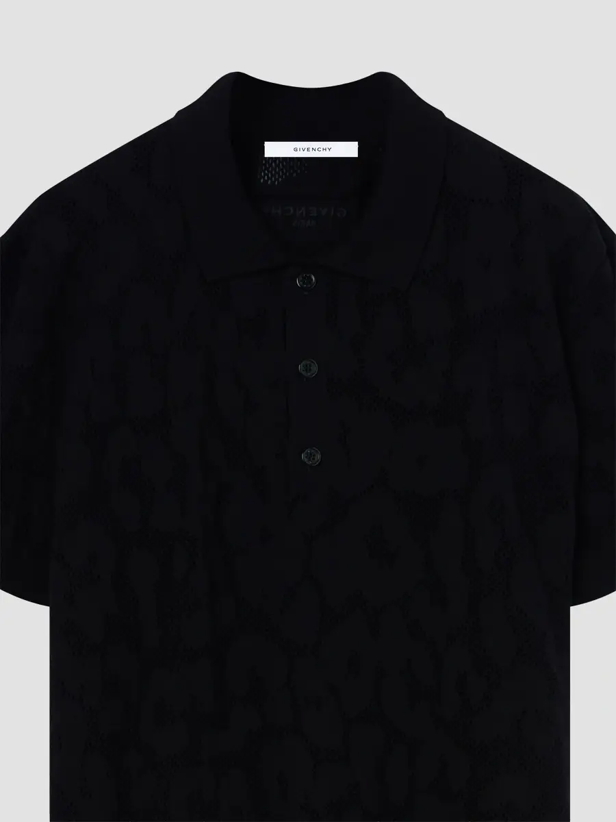 Givenchy Men's Polo Shirt in Leopard-Effect Cotton Mesh | Thumbnail 8