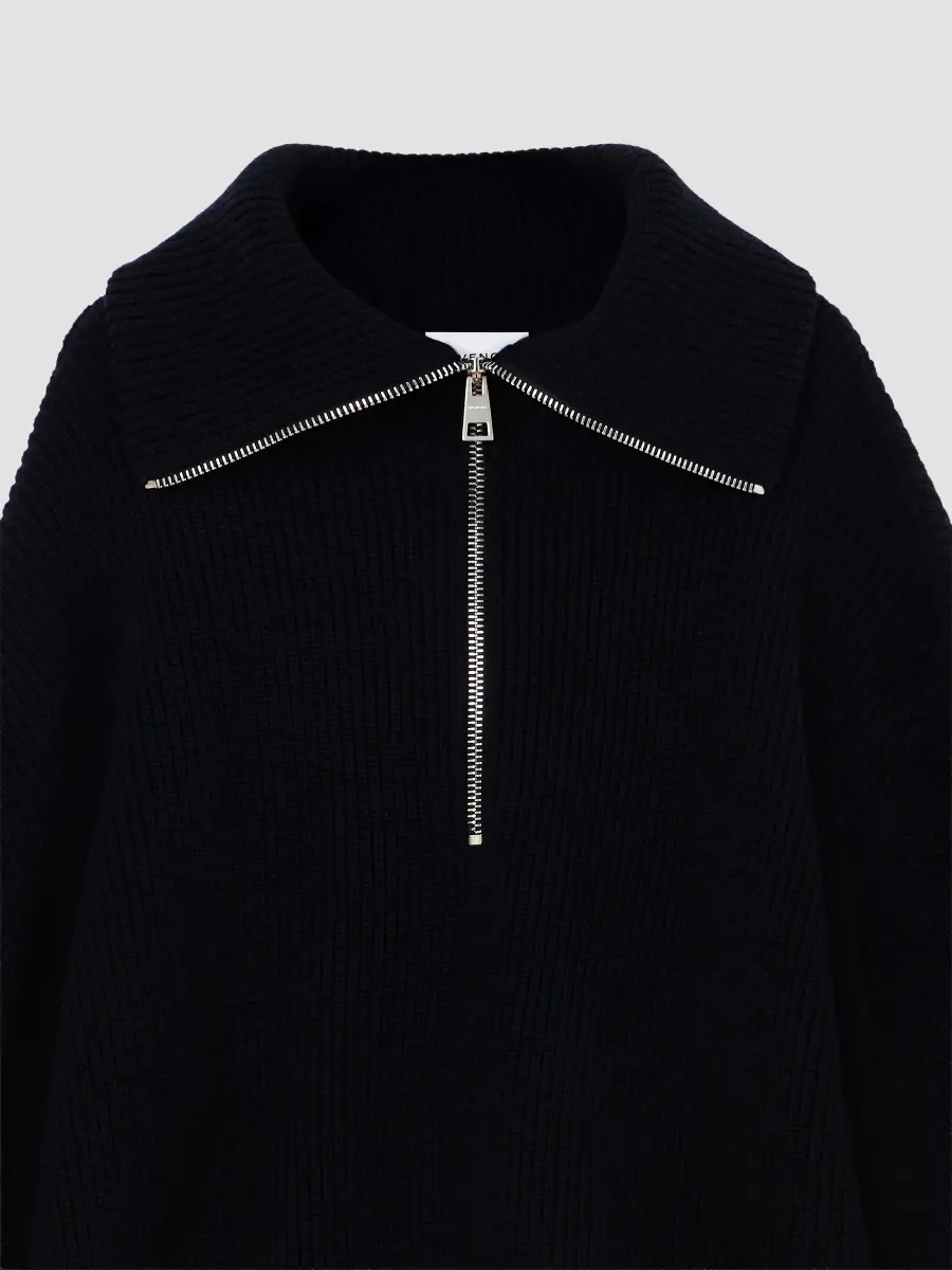 Givenchy Men's Zipped Sweater in Cotton and Wool - Black | Thumbnail 3 Givenchy Men's Zipped Sweater in Cotton and Wool - Black | Thumbnail 3