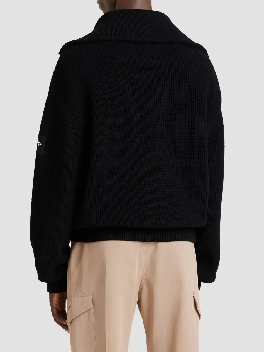 Givenchy Men's Zipped Sweater in Cotton and Wool - Black | Thumbnail 7 Givenchy Men's Zipped Sweater in Cotton and Wool - Black | Thumbnail 7