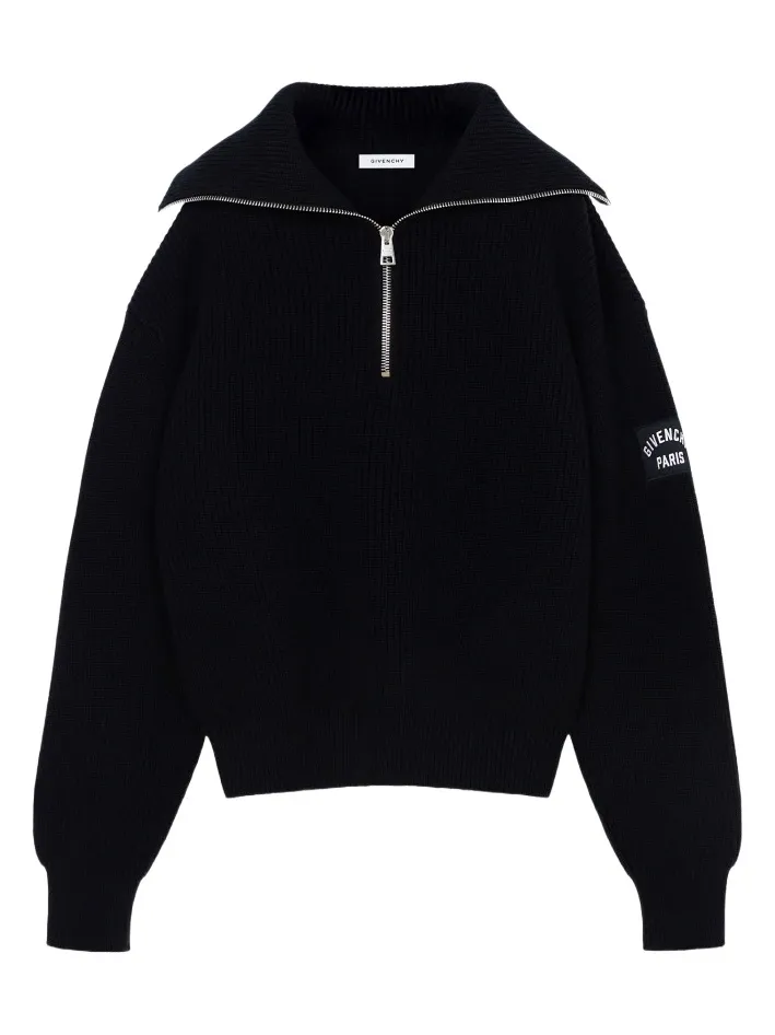 Givenchy Men's Zipped Sweater in Cotton and Wool - Black