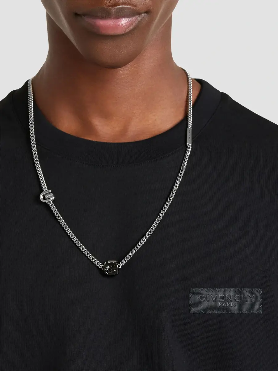 Givenchy Men's G Line Necklace in Metal and Enamel - Black Silvery | Thumbnail 2