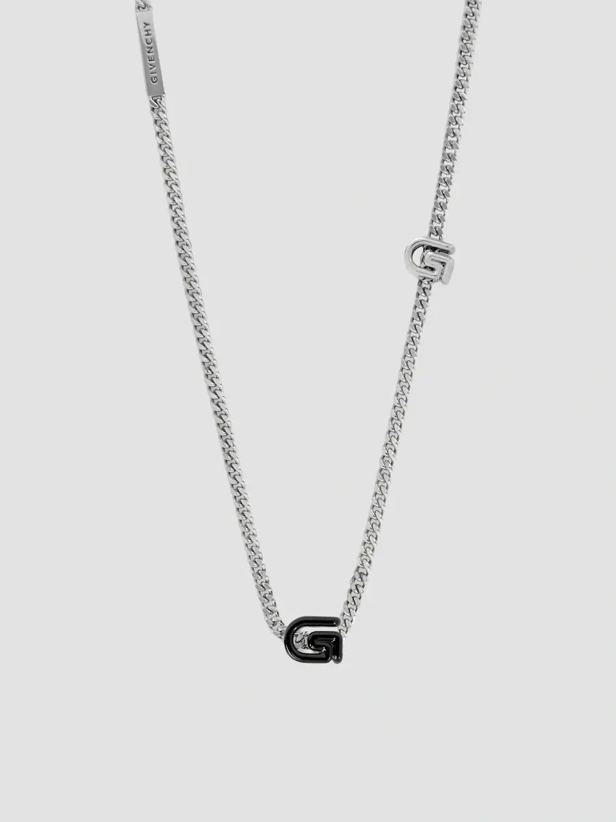 Givenchy Men's G Line Necklace in Metal and Enamel - Black Silvery | Thumbnail 4