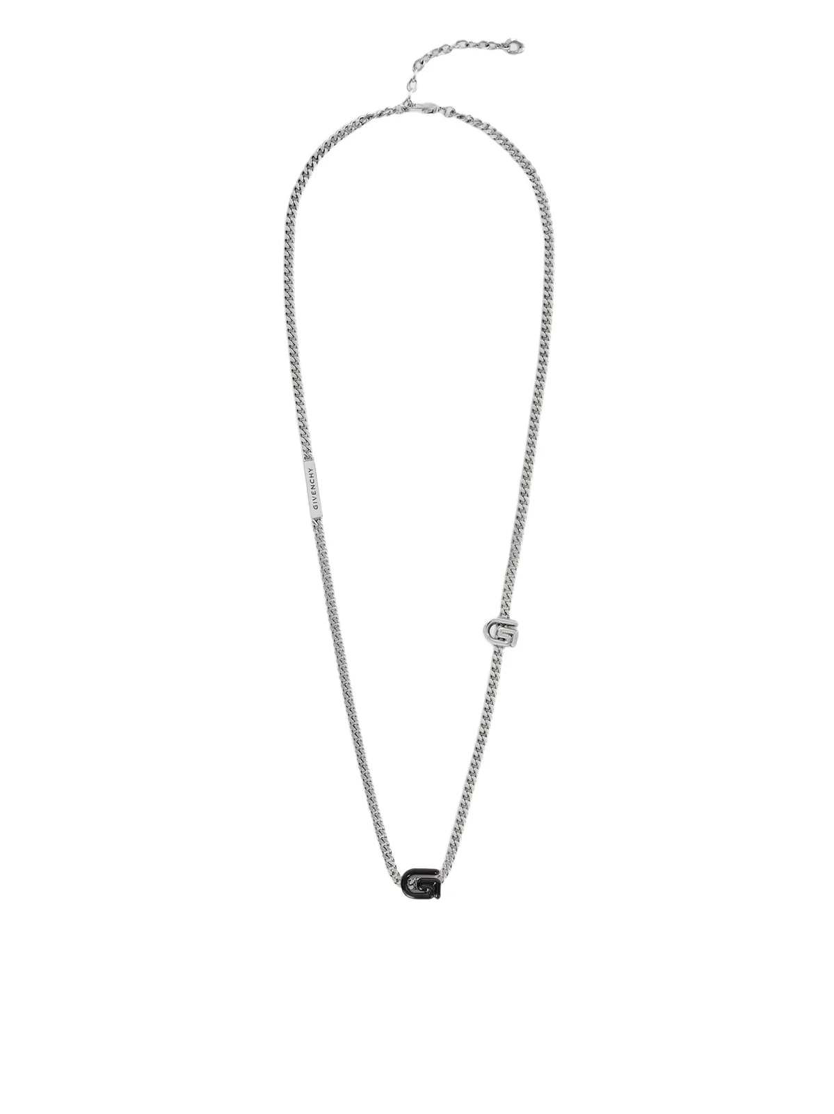 Givenchy Men's G Line Necklace in Metal and Enamel - Black Silvery