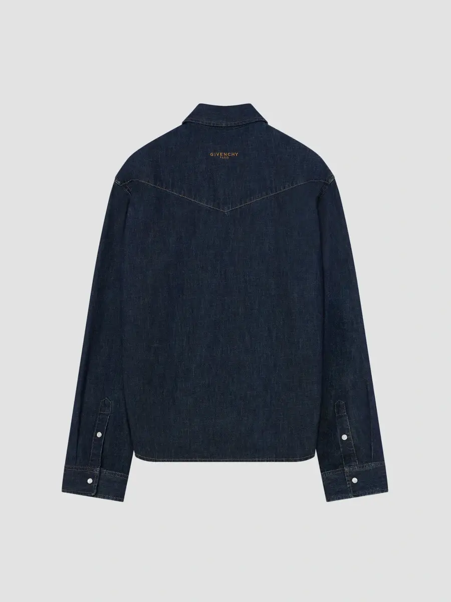 Givenchy Men's Western Shirt in Denim - Grey Blue | Thumbnail 3