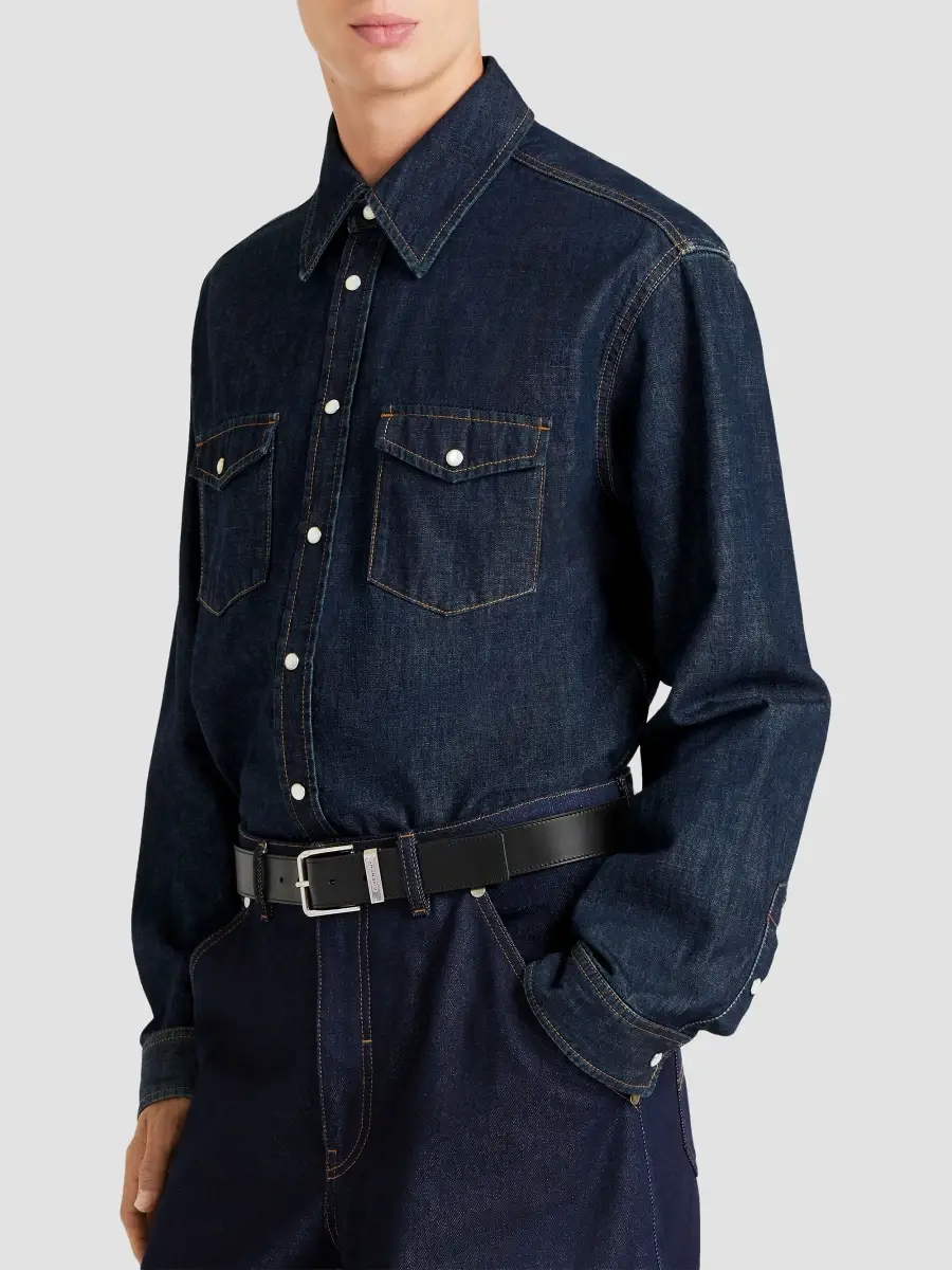 Givenchy Men's Western Shirt in Denim - Grey Blue | Thumbnail 5
