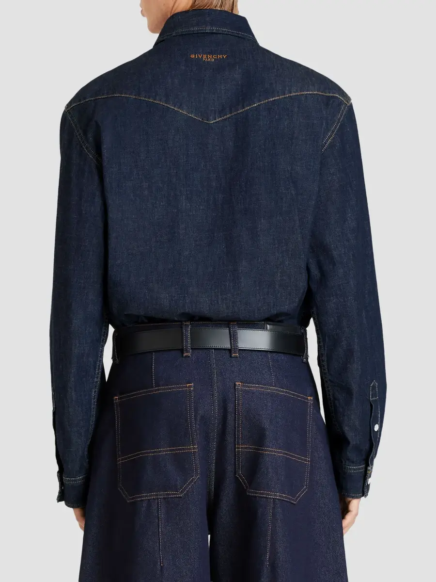 Givenchy Men's Western Shirt in Denim - Grey Blue | Thumbnail 6