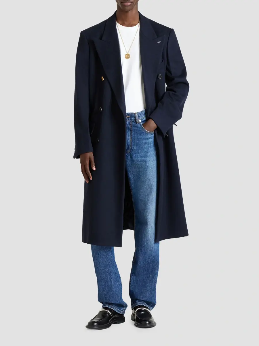 Givenchy Men's Double-Breasted Coat in Wool and Cashmere - Midnight Blue | Thumbnail 2 Givenchy Men's Double-Breasted Coat in Wool and Cashmere - Midnight Blue | Thumbnail 2