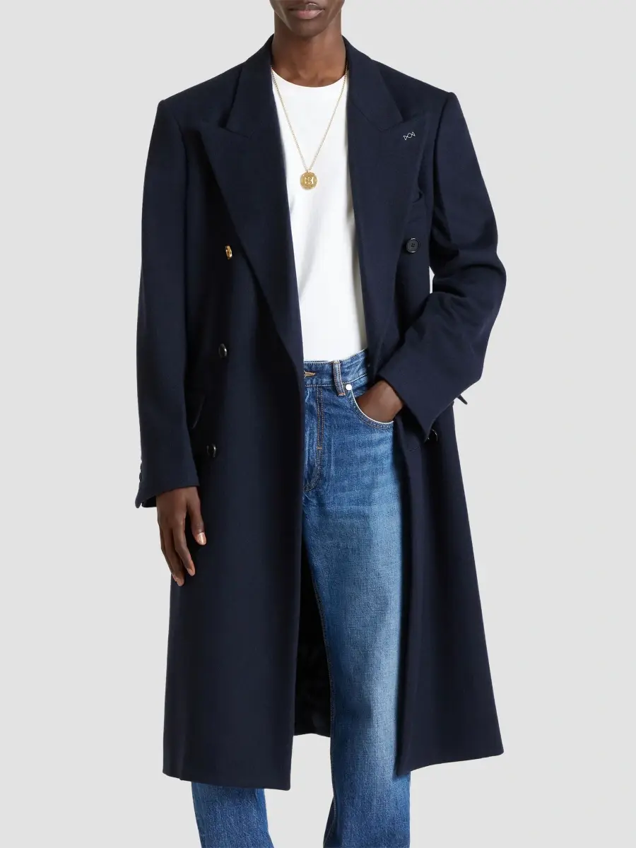 Givenchy Men's Double-Breasted Coat in Wool and Cashmere - Midnight Blue | Thumbnail 4 Givenchy Men's Double-Breasted Coat in Wool and Cashmere - Midnight Blue | Thumbnail 4