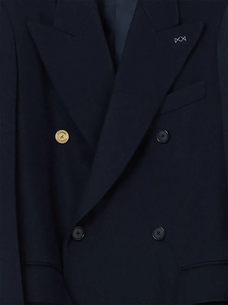 Givenchy Men's Double-Breasted Coat in Wool and Cashmere - Midnight Blue | Thumbnail 6 Givenchy Men's Double-Breasted Coat in Wool and Cashmere - Midnight Blue | Thumbnail 6