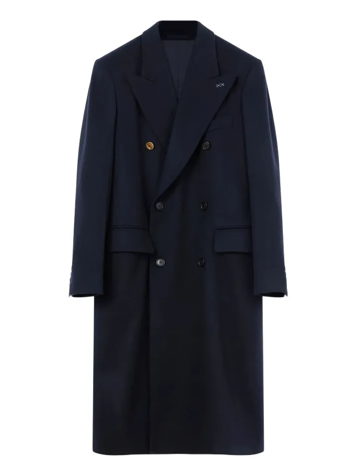 Givenchy Men's Double-Breasted Coat in Wool and Cashmere - Midnight Blue