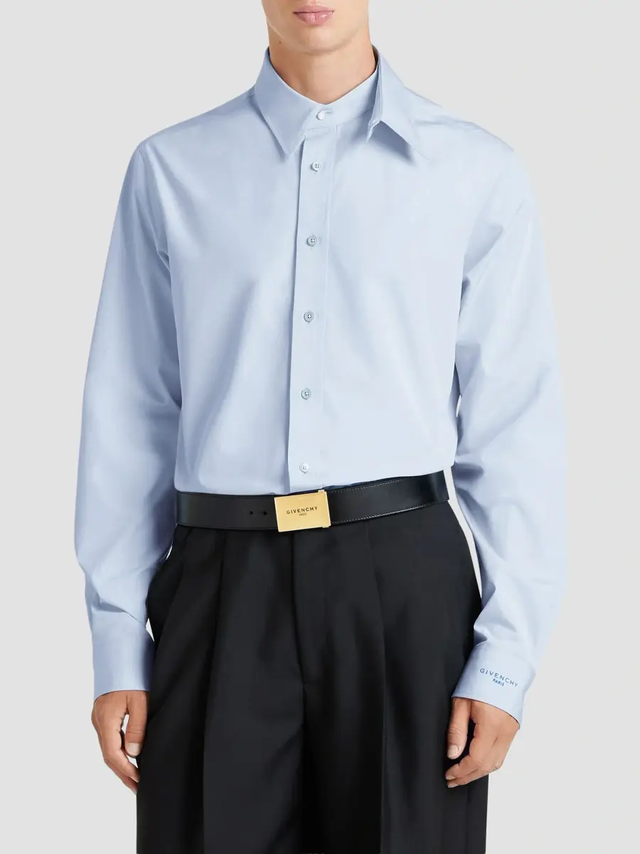 Givenchy Men's Shirt in Poplin with Detachable Collar - Baby Blue | Thumbnail 6