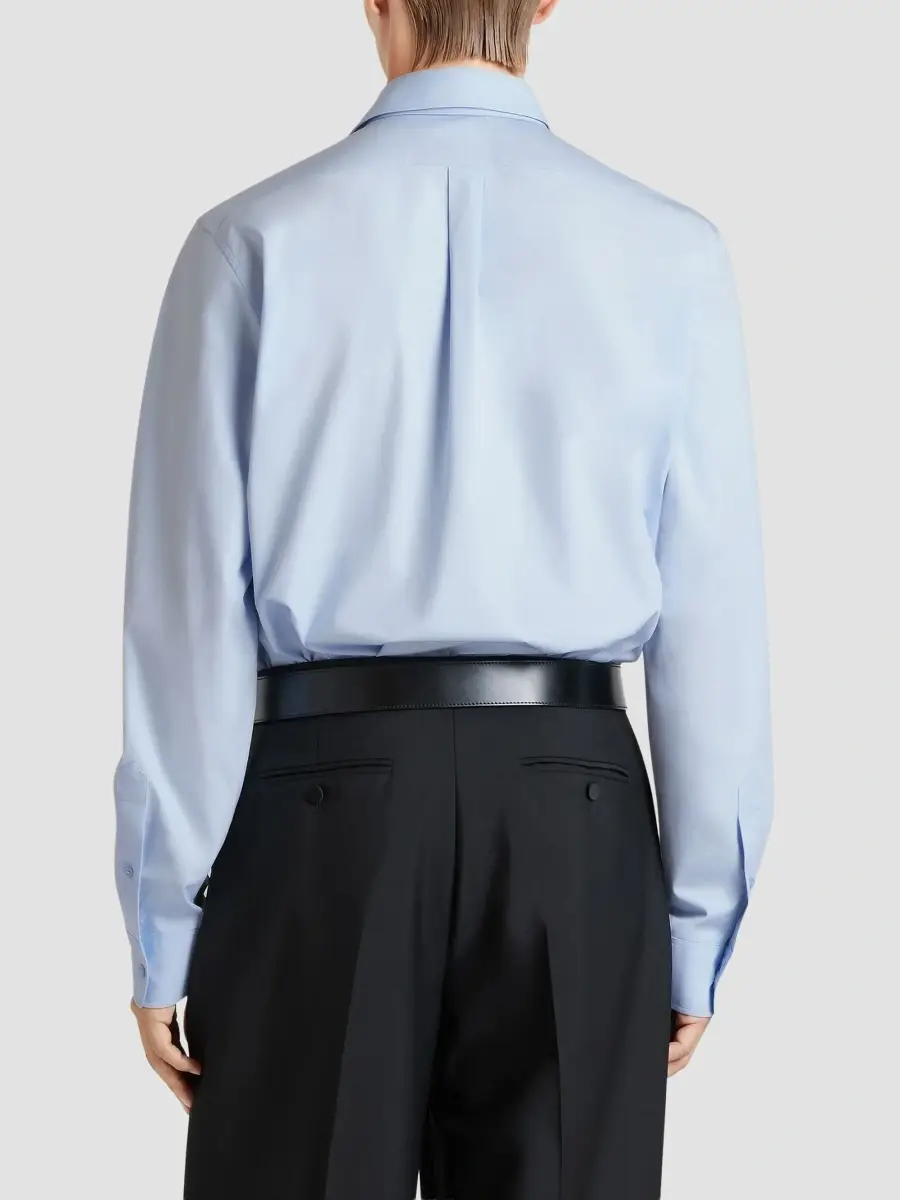 Givenchy Men's Shirt in Poplin with Detachable Collar - Baby Blue | Thumbnail 8