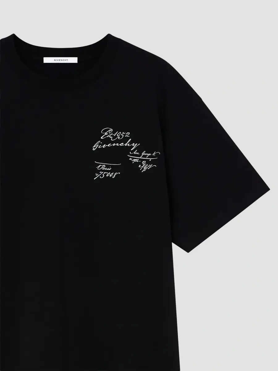 Givenchy Men's T-Shirt in Cotton with Scripty Print - Black | Thumbnail 4 Givenchy Men's T-Shirt in Cotton with Scripty Print - Black | Thumbnail 4