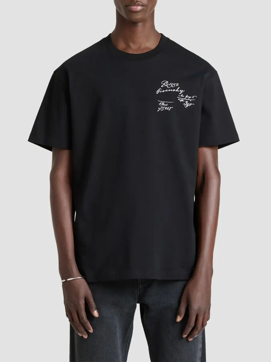Givenchy Men's T-Shirt in Cotton with Scripty Print - Black | Thumbnail 6 Givenchy Men's T-Shirt in Cotton with Scripty Print - Black | Thumbnail 6