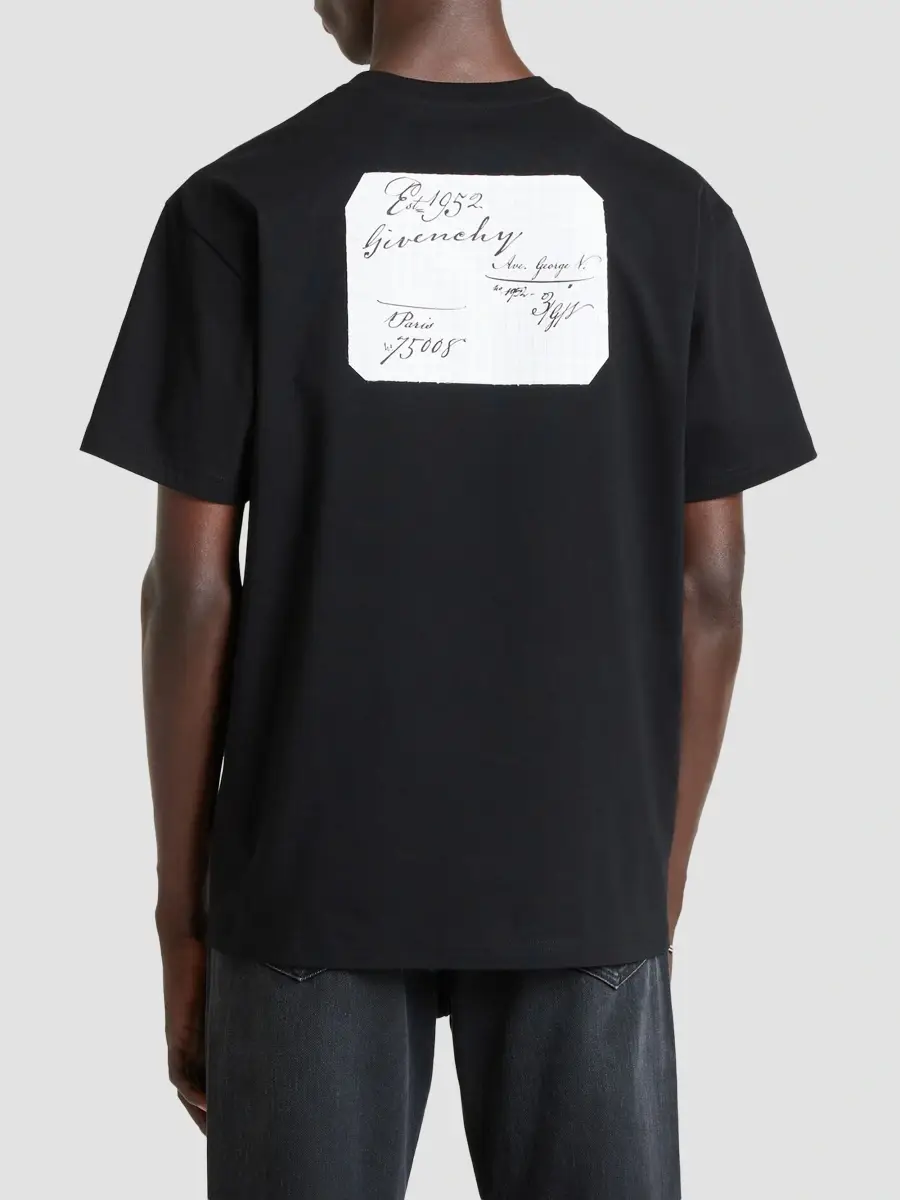 Givenchy Men's T-Shirt in Cotton with Scripty Print - Black | Thumbnail 8 Givenchy Men's T-Shirt in Cotton with Scripty Print - Black | Thumbnail 8