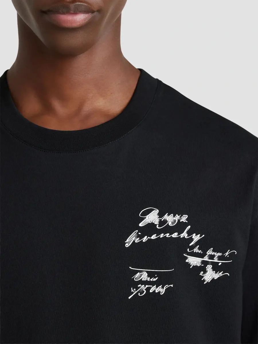 Givenchy Men's T-Shirt in Cotton with Scripty Print - Black | Thumbnail 9 Givenchy Men's T-Shirt in Cotton with Scripty Print - Black | Thumbnail 9