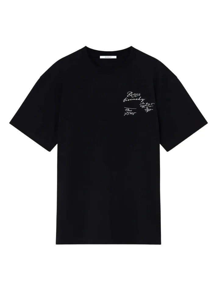 Givenchy Men's T-Shirt in Cotton with Scripty Print - Black