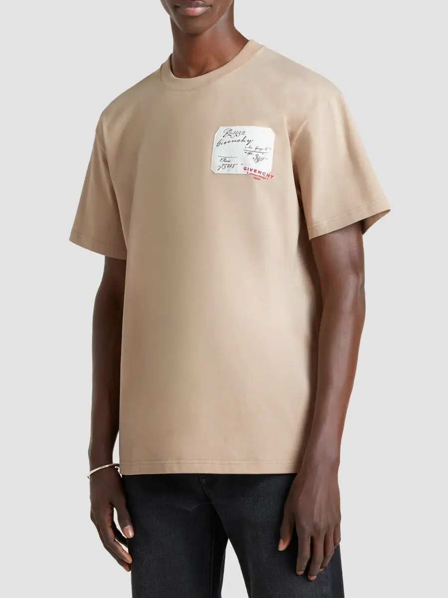 Givenchy Men's T-Shirt in Cotton with Scripty Print - Beige | Thumbnail 4 Givenchy Men's T-Shirt in Cotton with Scripty Print - Beige | Thumbnail 4