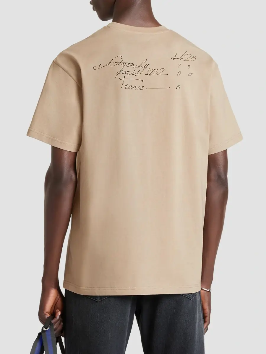 Givenchy Men's T-Shirt in Cotton with Scripty Print - Beige | Thumbnail 5 Givenchy Men's T-Shirt in Cotton with Scripty Print - Beige | Thumbnail 5