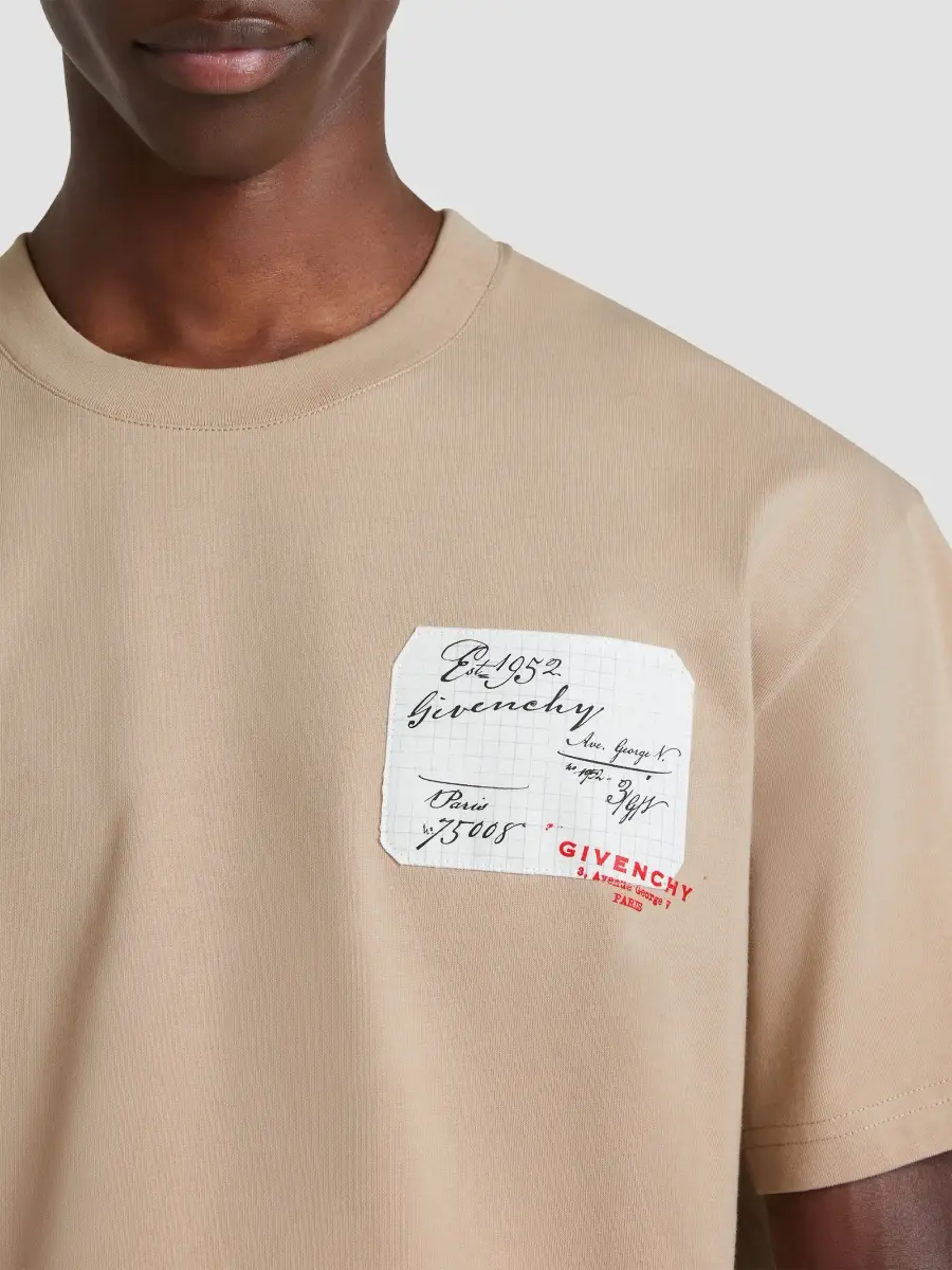 Givenchy Men's T-Shirt in Cotton with Scripty Print - Beige | Thumbnail 6 Givenchy Men's T-Shirt in Cotton with Scripty Print - Beige | Thumbnail 6