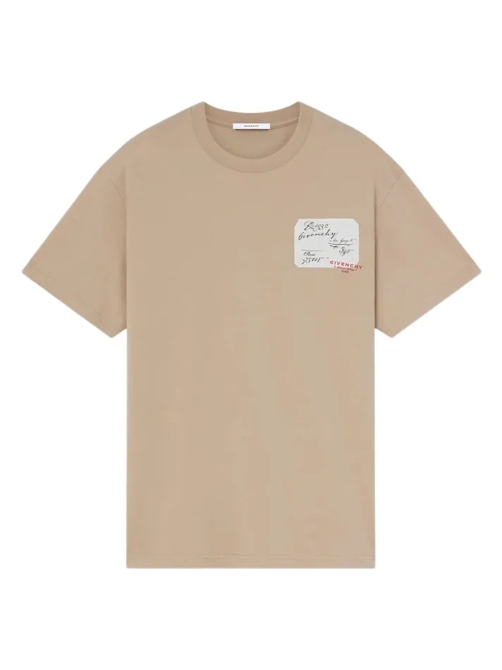 Givenchy Men's T-Shirt in Cotton with Scripty Print - Beige