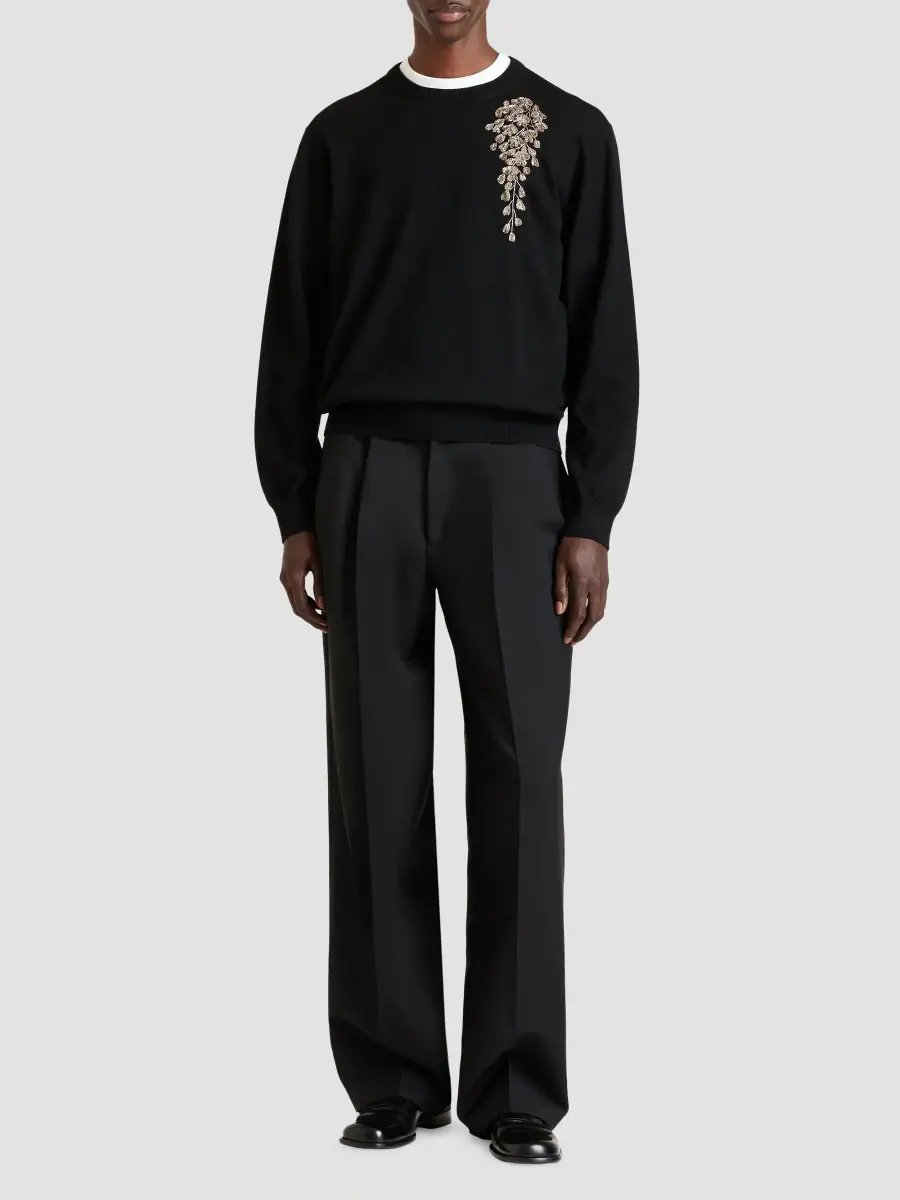 Givenchy Men's Double Pleated Pants in Wool and Mohair - Black | Thumbnail 2 Givenchy Men's Double Pleated Pants in Wool and Mohair - Black | Thumbnail 2