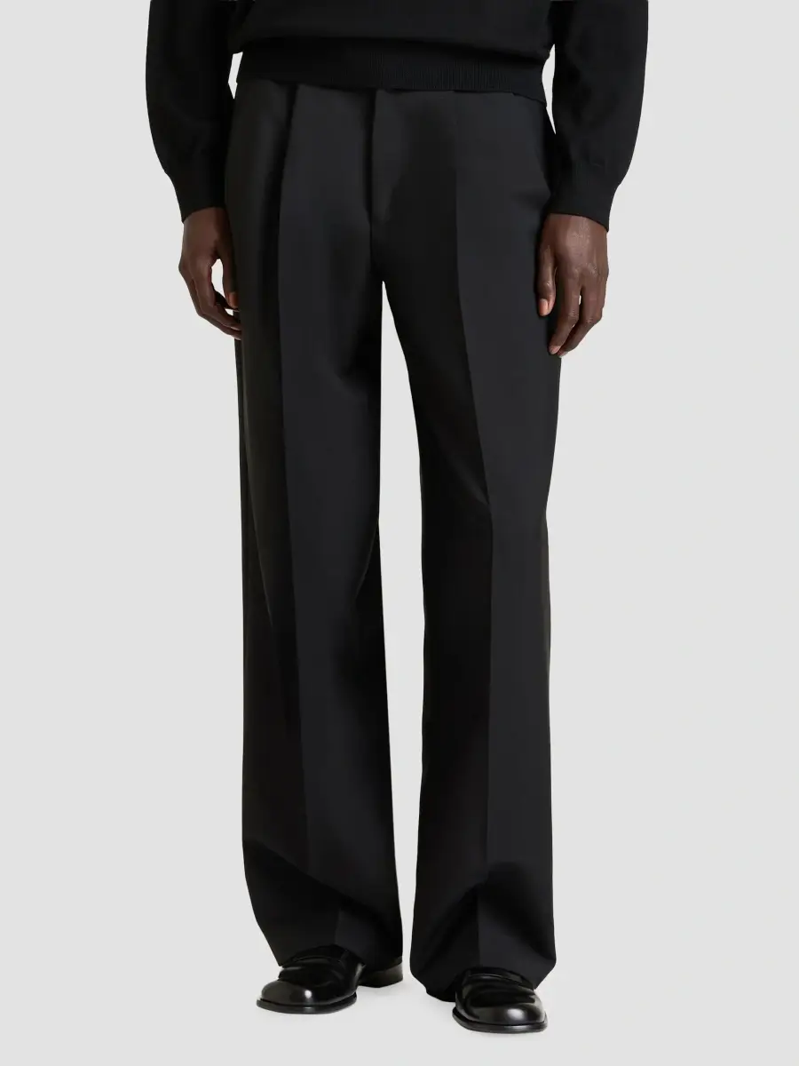 Givenchy Men's Double Pleated Pants in Wool and Mohair - Black | Thumbnail 4 Givenchy Men's Double Pleated Pants in Wool and Mohair - Black | Thumbnail 4
