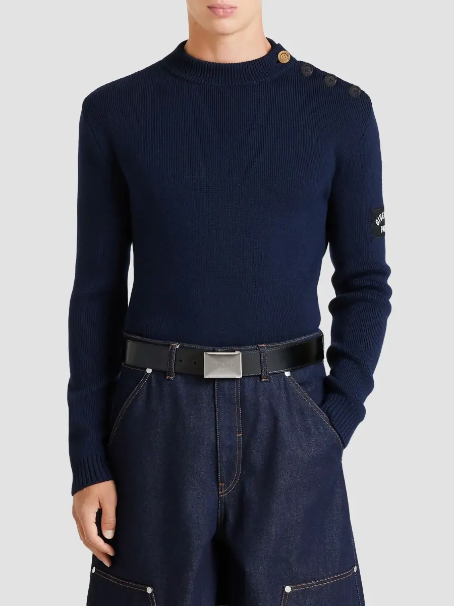Givenchy Men's Slim Fit Sailor Sweater in Wool - Midnight Blue | Thumbnail 3 Givenchy Men's Slim Fit Sailor Sweater in Wool - Midnight Blue | Thumbnail 3