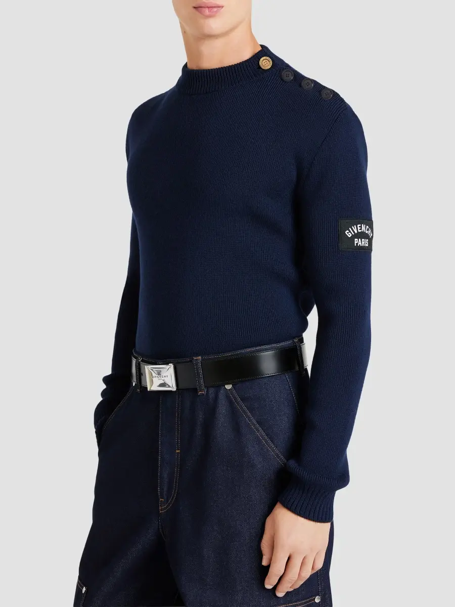 Givenchy Men's Slim Fit Sailor Sweater in Wool - Midnight Blue | Thumbnail 4 Givenchy Men's Slim Fit Sailor Sweater in Wool - Midnight Blue | Thumbnail 4
