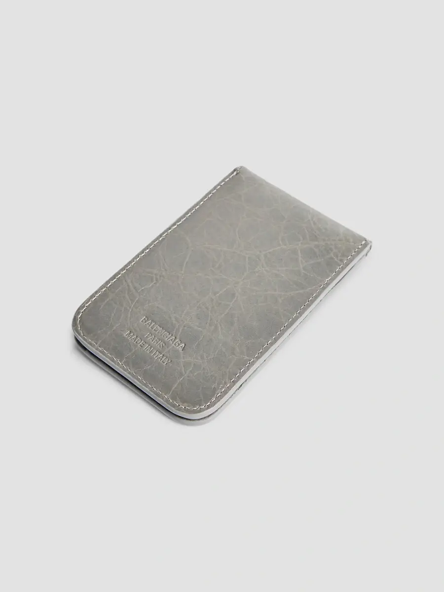 Balenciaga Men's Shopper Phone Magnet Card Holder with Stand - Grey | Thumbnail 2 Balenciaga Men's Shopper Phone Magnet Card Holder with Stand - Grey | Thumbnail 2