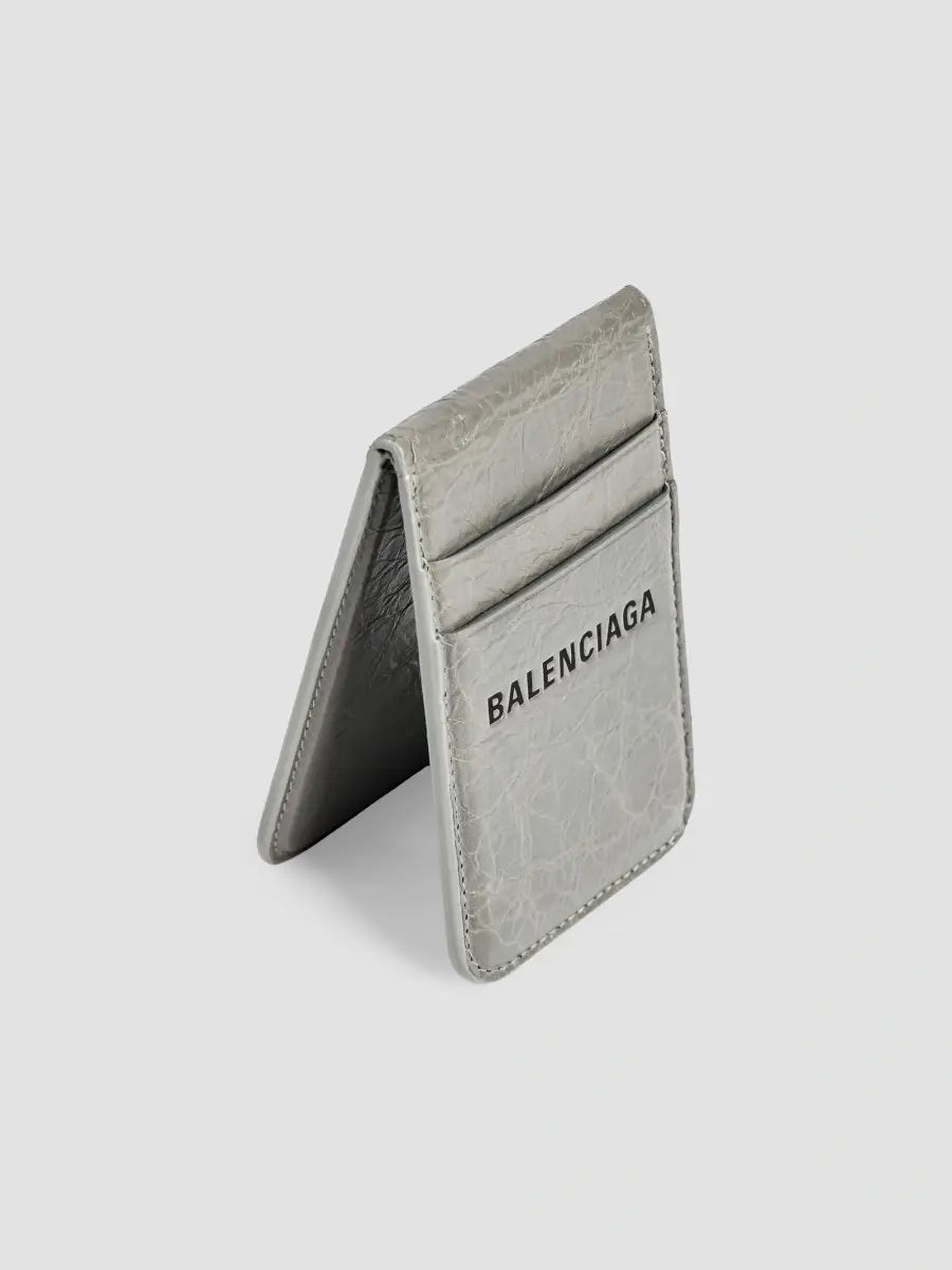 Balenciaga Men's Shopper Phone Magnet Card Holder with Stand - Grey | Thumbnail 3 Balenciaga Men's Shopper Phone Magnet Card Holder with Stand - Grey | Thumbnail 3