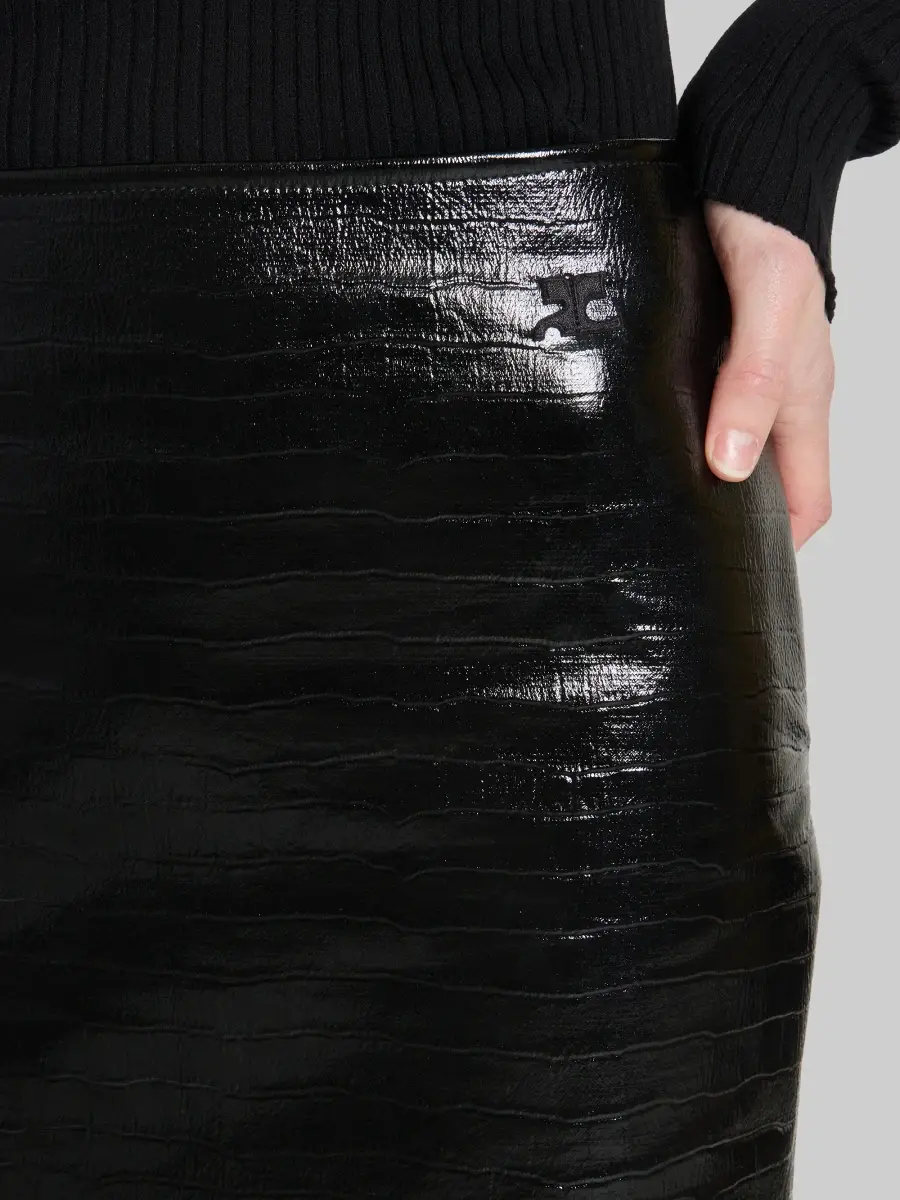 Courrèges Women's Crocodile-Embossed Vinyl Knee-Length Skirt | Thumbnail 5