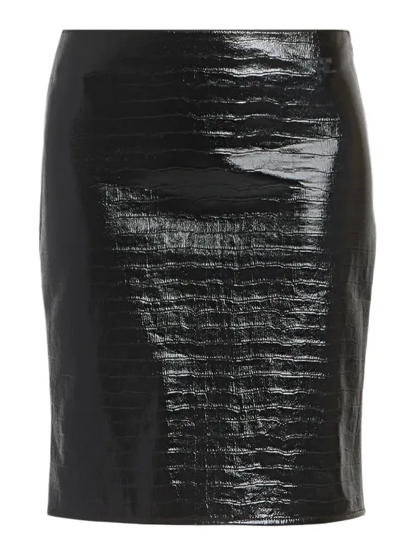 Courrèges Women's Crocodile-Embossed Vinyl Knee-Length Skirt