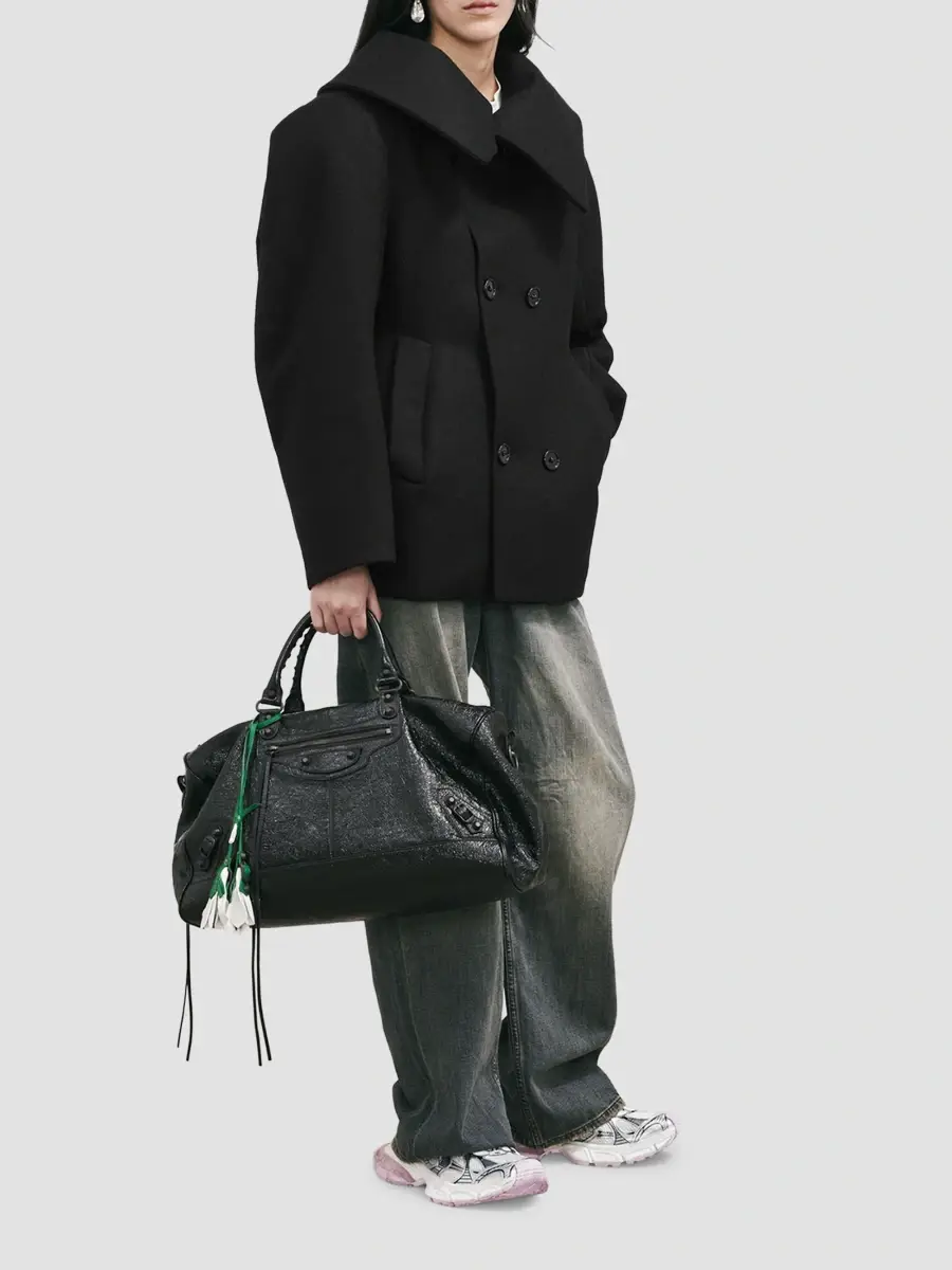 Balenciaga Women's High Collar Peacoat | Thumbnail 2 Balenciaga Women's High Collar Peacoat | Thumbnail 2