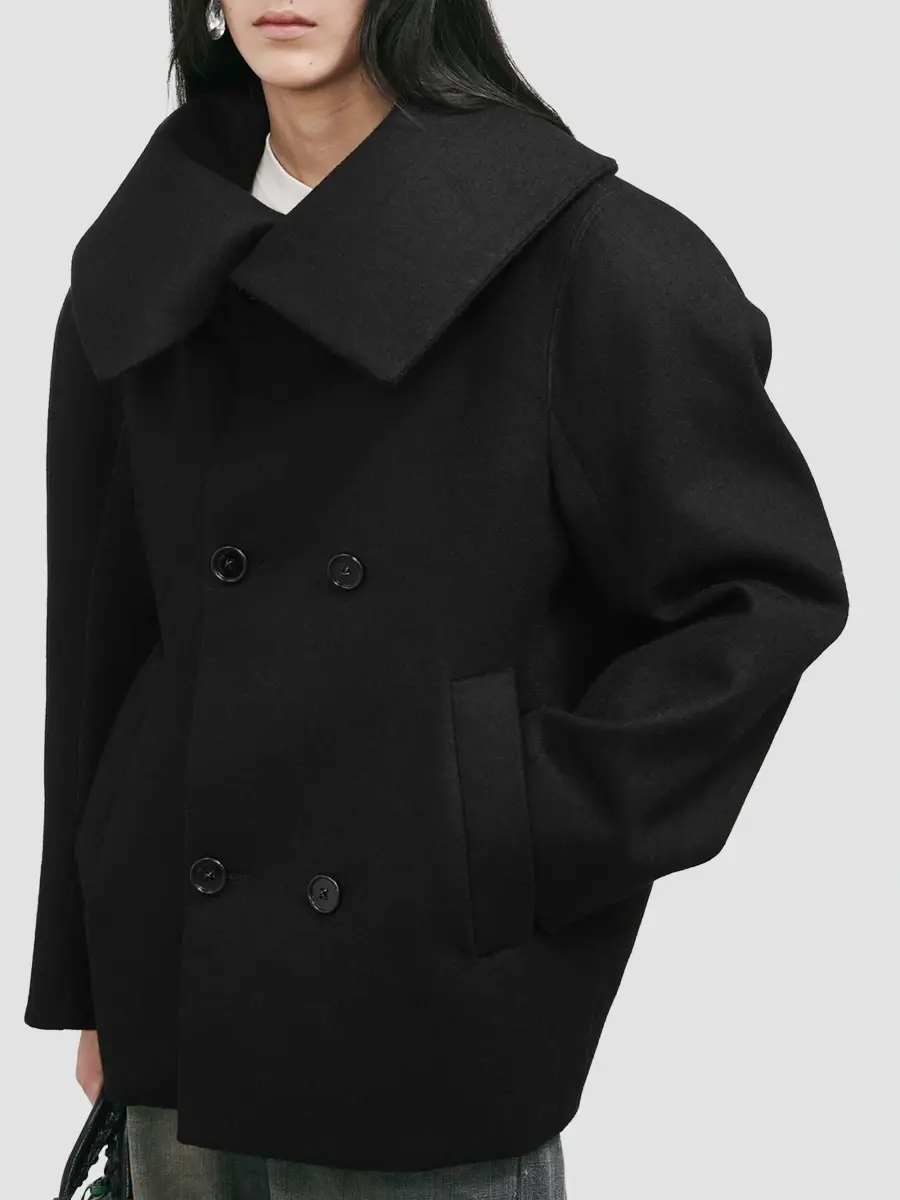 Balenciaga Women's High Collar Peacoat | Thumbnail 3 Balenciaga Women's High Collar Peacoat | Thumbnail 3