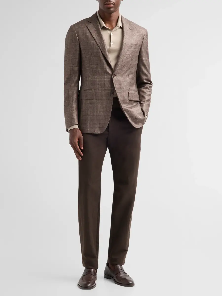 Canali Men's Plaid Lightweight Silk-Cashmere-Blend Sport Coat | Thumbnail 2 Canali Men's Plaid Lightweight Silk-Cashmere-Blend Sport Coat | Thumbnail 2