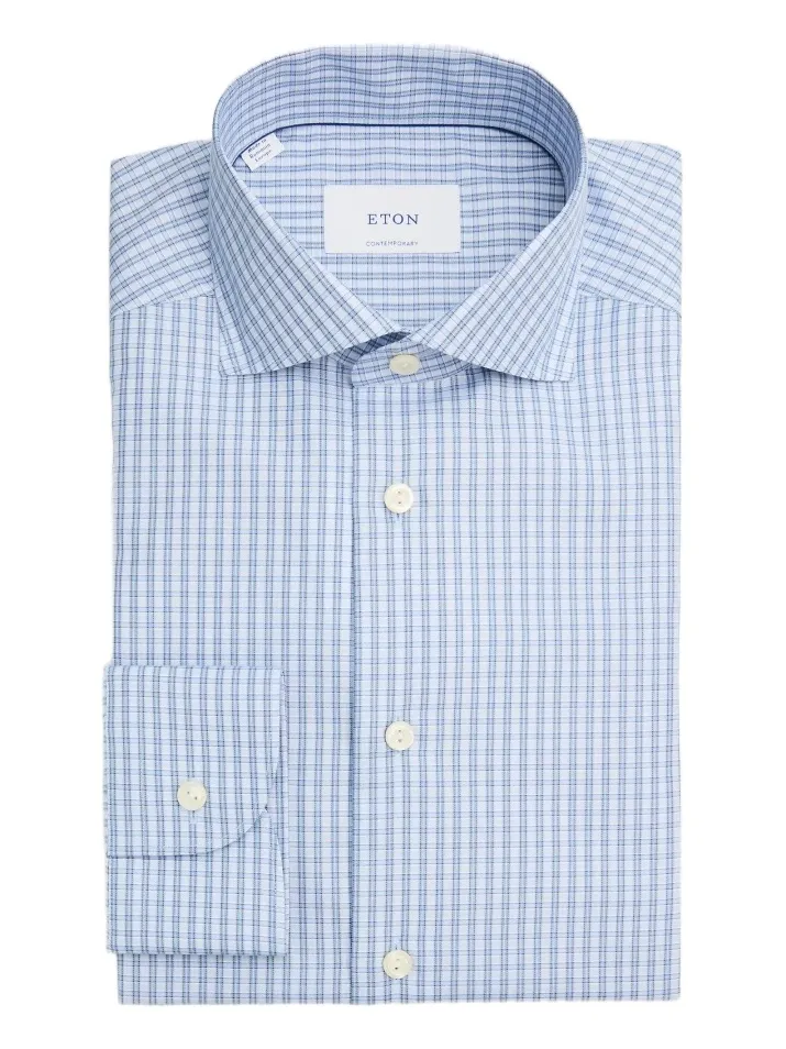 Eton Men's 3D Check Elevated Twill Shirt
