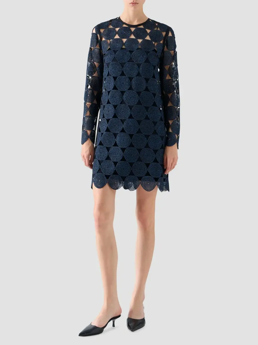 Akris punto Women's Metallic Dot Guipure Lace Knee-Length Dress | Thumbnail 2 Akris punto Women's Metallic Dot Guipure Lace Knee-Length Dress | Thumbnail 2