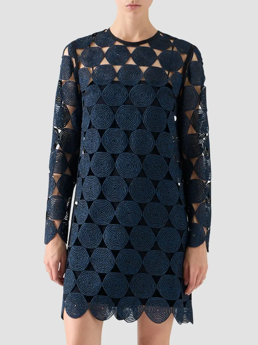 Akris punto Women's Metallic Dot Guipure Lace Knee-Length Dress | Thumbnail 4 Akris punto Women's Metallic Dot Guipure Lace Knee-Length Dress | Thumbnail 4