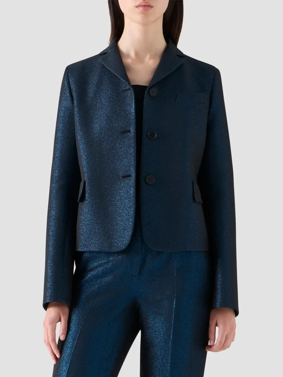 Akris punto Women's Metallic Cotton Blazer | Thumbnail 4 Akris punto Women's Metallic Cotton Blazer | Thumbnail 4