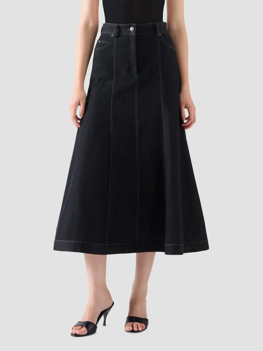 Akris punto Women's Stretch Denim Midi Skirt | Thumbnail 2