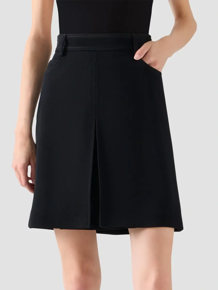 Akris punto Women's Wool Tricotine Box-Pleat A-Line Skirt | Thumbnail 2 Akris punto Women's Wool Tricotine Box-Pleat A-Line Skirt | Thumbnail 2