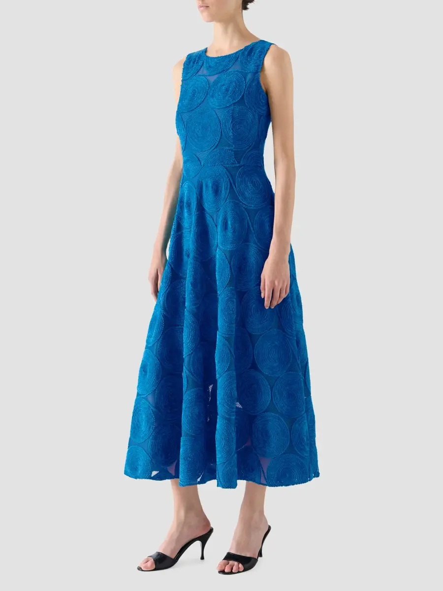 Akris punto Women's Chenille Embroidery Mesh Midi Dress | Thumbnail 5 Akris punto Women's Chenille Embroidery Mesh Midi Dress | Thumbnail 5