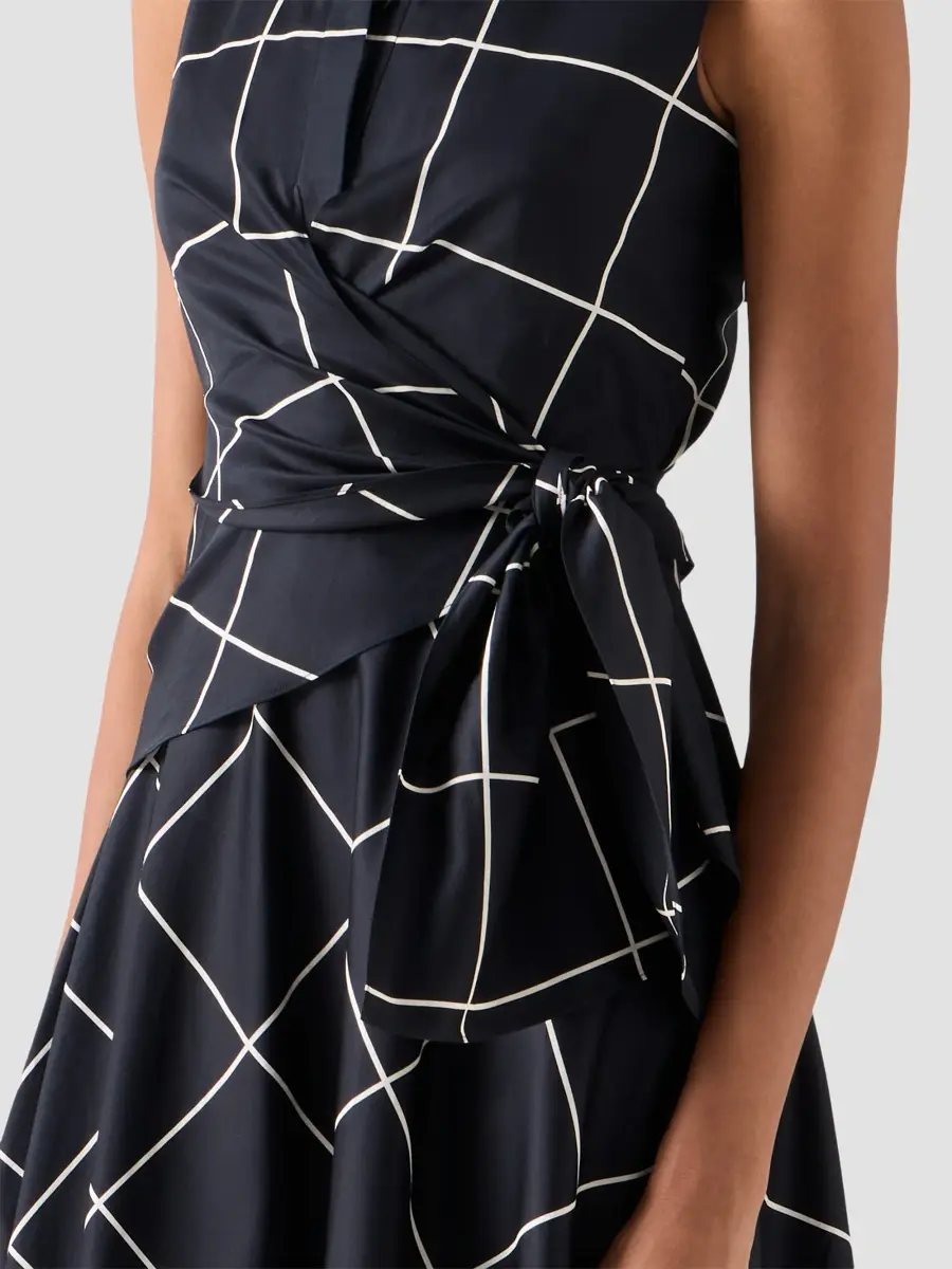 Akris punto Women's Window Check Cotton Satin Wrap Midi Dress | Thumbnail 5 Akris punto Women's Window Check Cotton Satin Wrap Midi Dress | Thumbnail 5