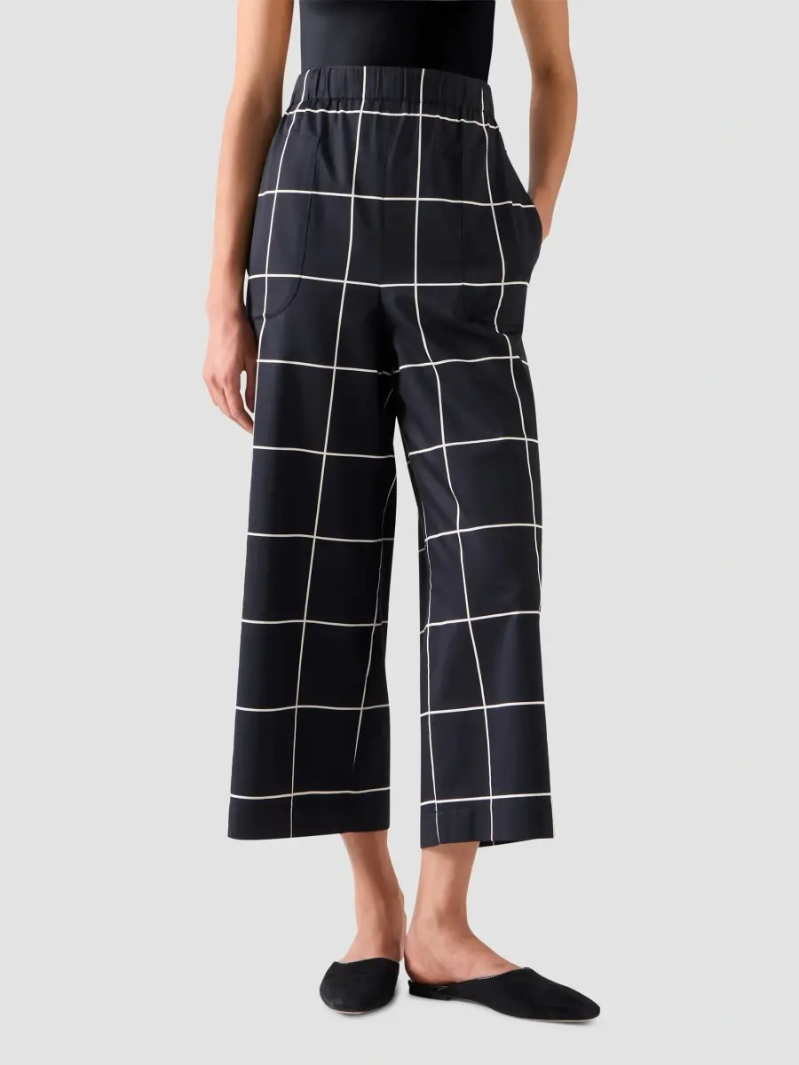 Akris punto Women's Frey Window-Check Cotton Satin Crop Pants | Thumbnail 2