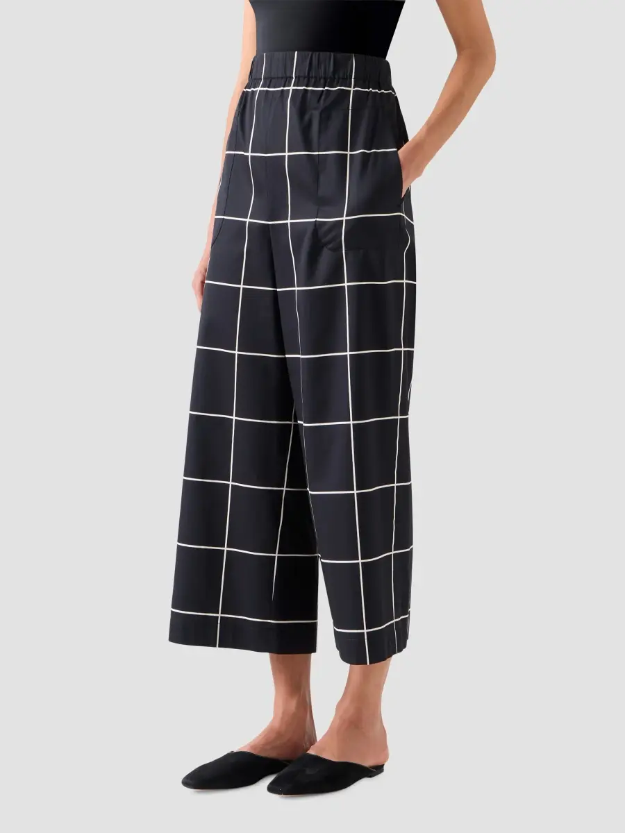 Akris punto Women's Frey Window-Check Cotton Satin Crop Pants | Thumbnail 5