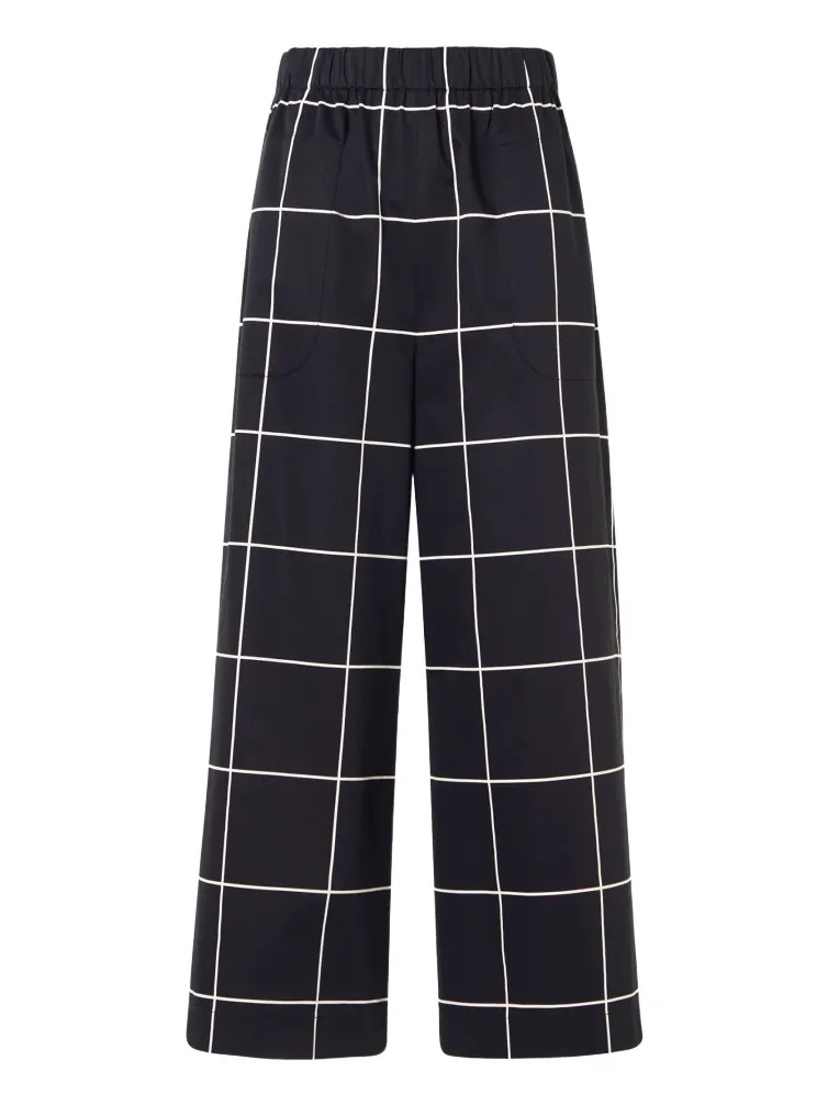 Women's Frey Window-Check Cotton Satin Crop Pants