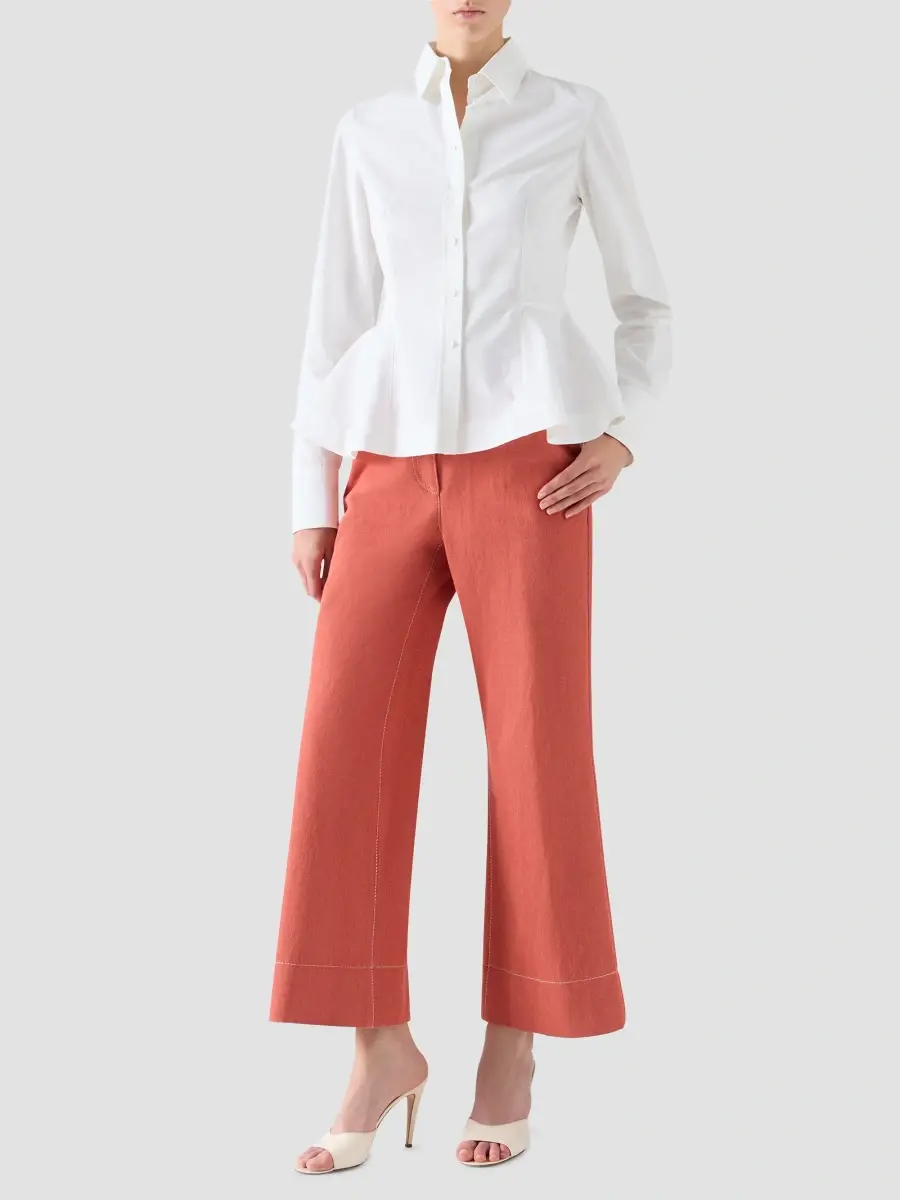 Akris punto Women's Cotton Poplin Peplum Blouse | Thumbnail 2