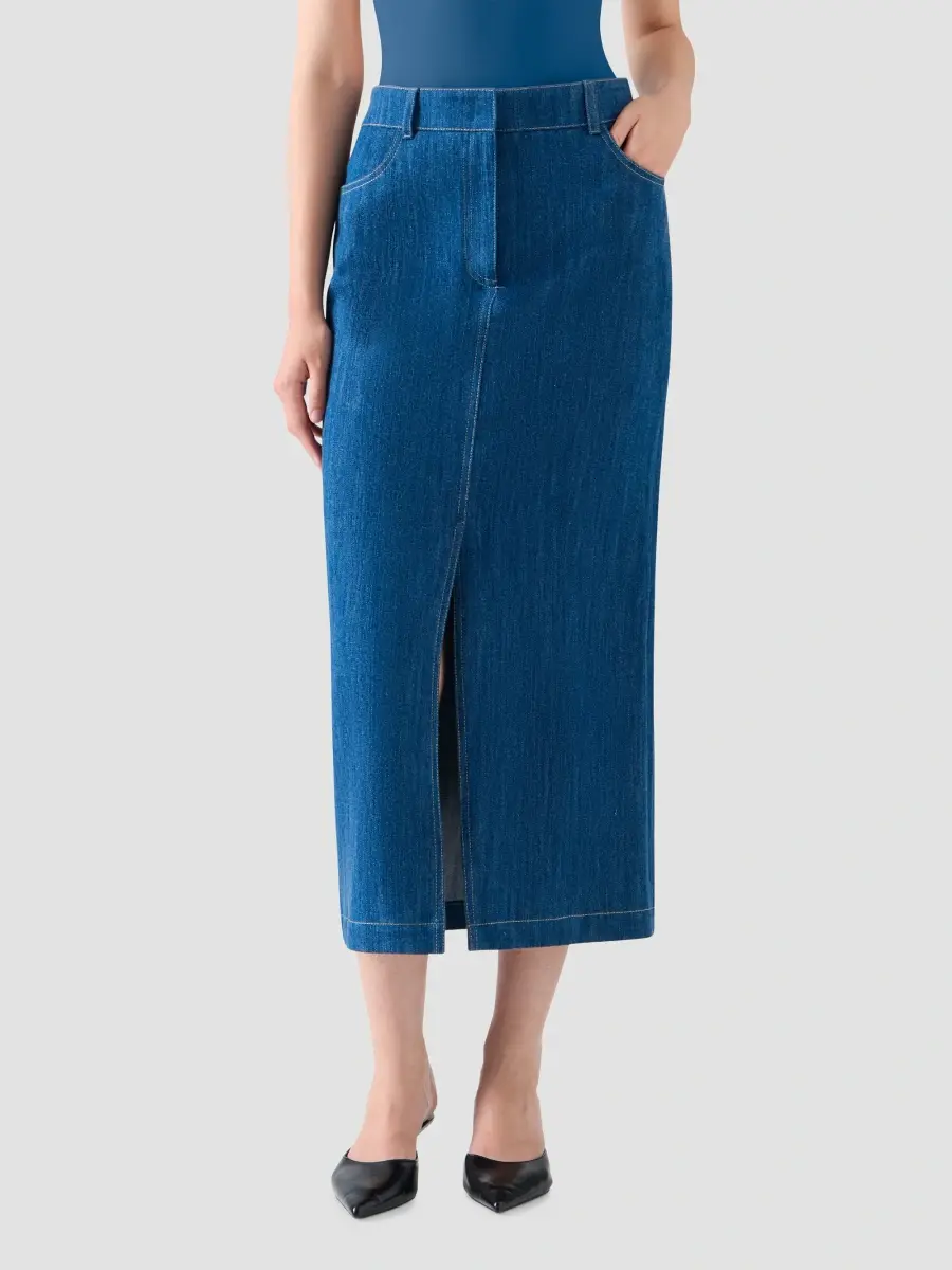 Akris punto Women's Denim Midi Pencil Skirt | Thumbnail 2