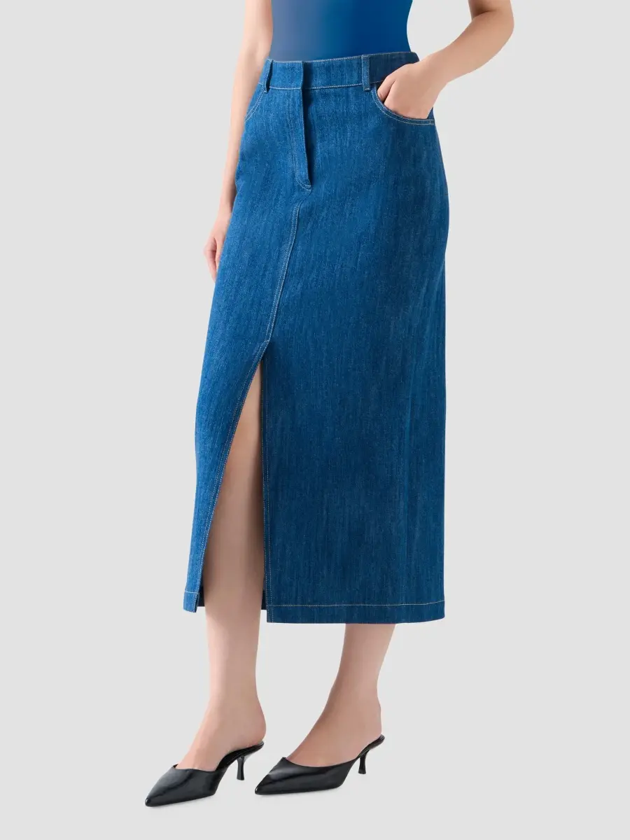 Akris punto Women's Denim Midi Pencil Skirt | Thumbnail 5